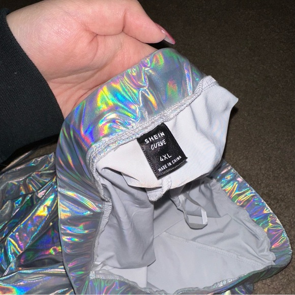 Metallic Bell Bottoms with Fur Trim plus size - Picture 2 of 2